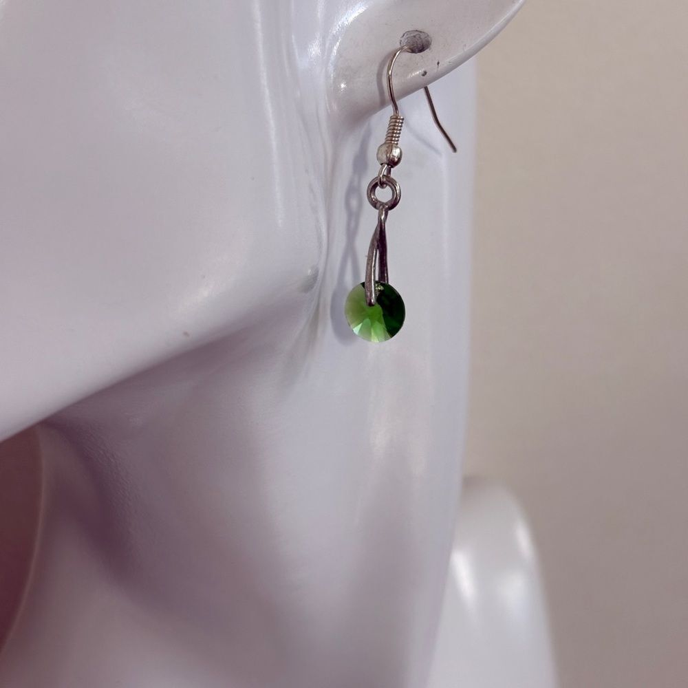 Swarovski Green & Silver Tone Prismatic Earrings